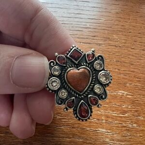 Sterling silver adjustable heart ring